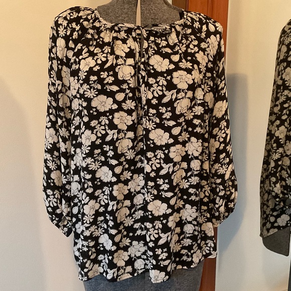 Chaps Floral Print 3/4 Length Sleeve Blouse - Picture 1 of 10
